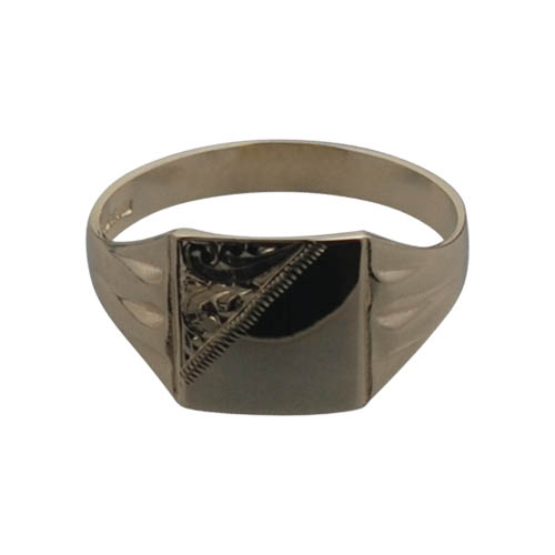 9ct Gold 11x11mm hand engraved square gents signet sizes R-Z