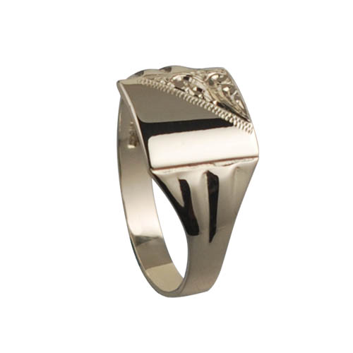 9ct Gold 11x11mm hand engraved square gents signet sizes R-Z - Image 2