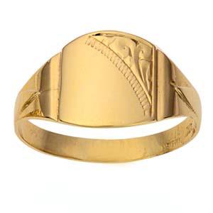 9ct Gold 13x12mm hand engraved cushion gents signet sizes R-Z