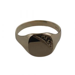 9ct Gold 14x12mm gents engraved TV shaped Signet Ring Sizes U-Z