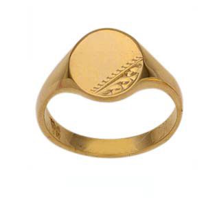 9ct Gold 10x8mm ladies engraved oval Signet Ring Sizes L-Q