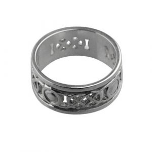 9ct White Gold 8mm pierced Celtic Wedding Ring Sizes L-Q
