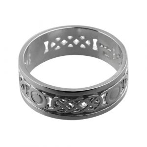 9ct White Gold 8mm pierced Celtic Wedding Ring Sizes R-Z+1