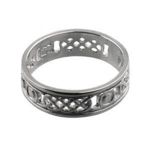 9ct White Gold 6mm pierced Celtic Wedding Ring Sizes R-Z