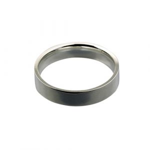 9ct White Gold 5mm plain flat Court shaped Wedding Ring Sizes Q-Z