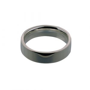 18ct White Gold 6mm plain flat Court shaped Wedding Ring Sizes Q-Z