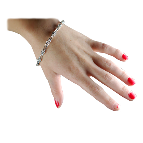 Silver fancy handmade chain bracelet 7.5 inches - Image 3