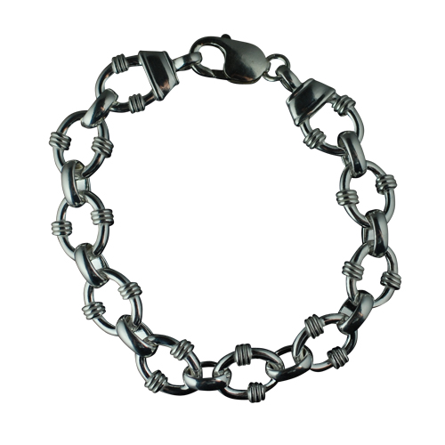 Silver handmade Large oval link straps Bracelet chain 7.5 inches - Image 3