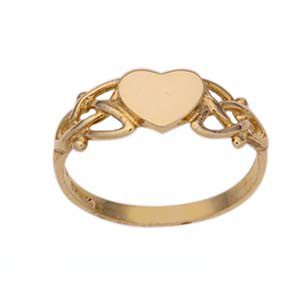 9ct Gold 6mm plain heart Celtic style ladies Dress Ring Sizes J-Q