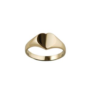9ct Gold 9x9mm solid plain heart shaped Signet Ring Sizes J-Q