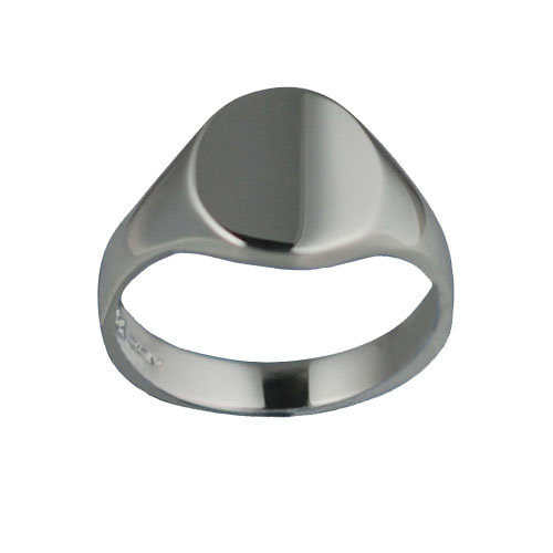 Silver 11x10mm solid plain oval Signet Ring Sizes J-Q