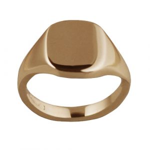9ct Rose Gold 12x10mm solid plain cushion Signet Ring Sizes J-S