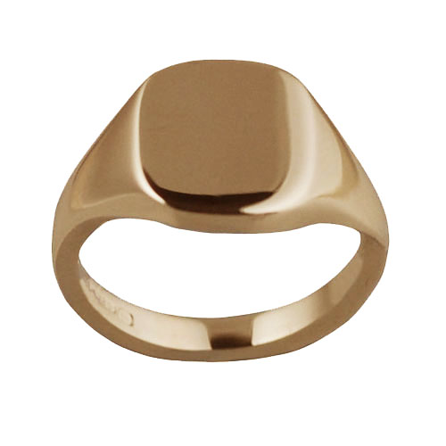 9ct Rose Gold 12x10mm solid plain cushion Signet Ring Sizes J-S