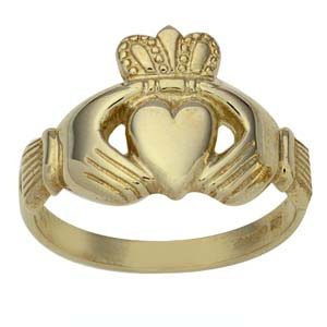 9ct Gold gents Claddagh Ring Sizes R-Z