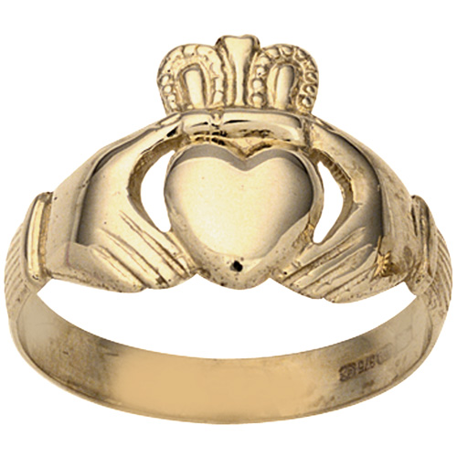 9ct Gold 11x22m gents Claddagh Ring Sizes R-W