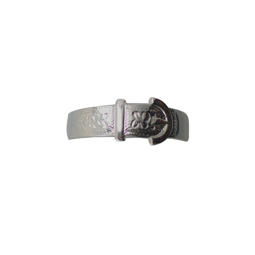 Sliver 6mm gents embossed Buckle Ring Sizes R-Y - Image 2