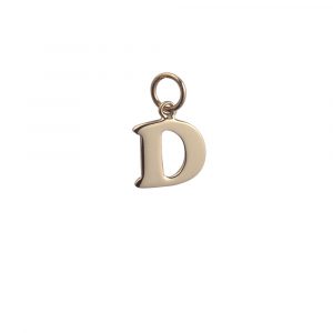 9ct Gold 12x10mm plain Initial D Pendant or Charm