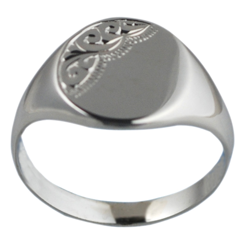 Silver 15x13mm solid hand engraved solid oval Signet Ring Sizes R-Z