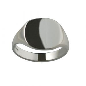 Silver 15x16mm solid plain cushion Signet Ring Sizes R-Z