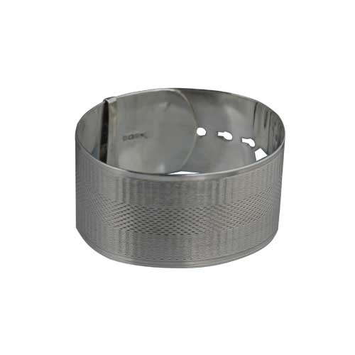 Silver 30mm wide Engine Turned Buckle Bangle - Image 4