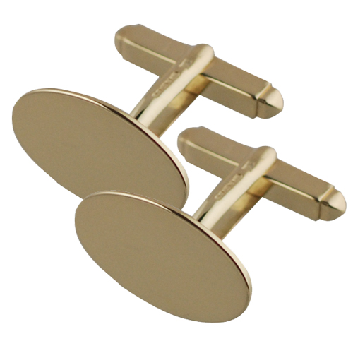 18ct Gold 19x11mm plain oval swivel Cufflinks