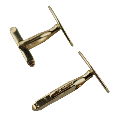 18ct Gold 19x11mm plain oval swivel Cufflinks - Image 2