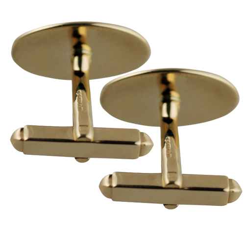 18ct Gold 19x11mm plain oval swivel Cufflinks - Image 3