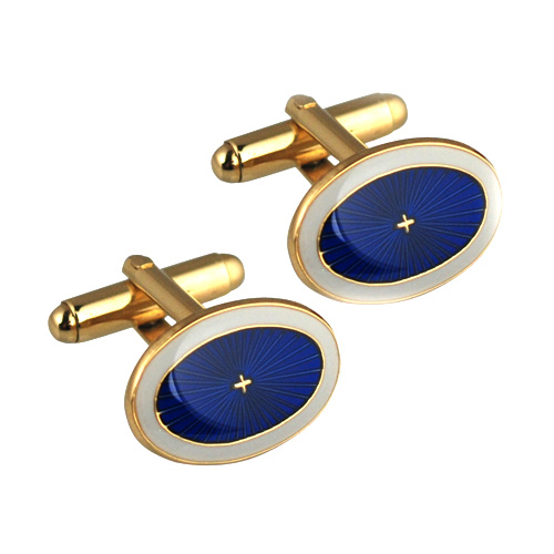 GP 13x19mm oval sunburst enameled swivel Cufflinks