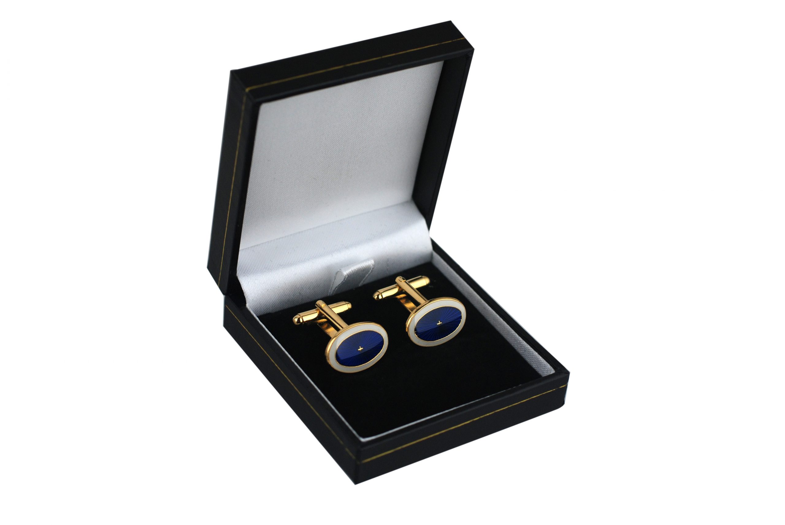 GP 13x19mm oval sunburst enameled swivel Cufflinks - Image 2