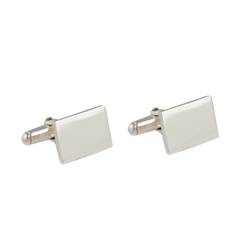 Silver 12x17mm plain rectangular swivel Cufflinks