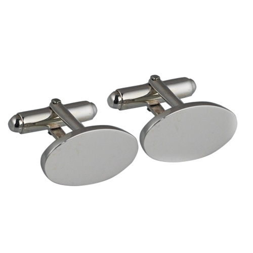 Silver 12x19mm plain oval swivel Cufflinks
