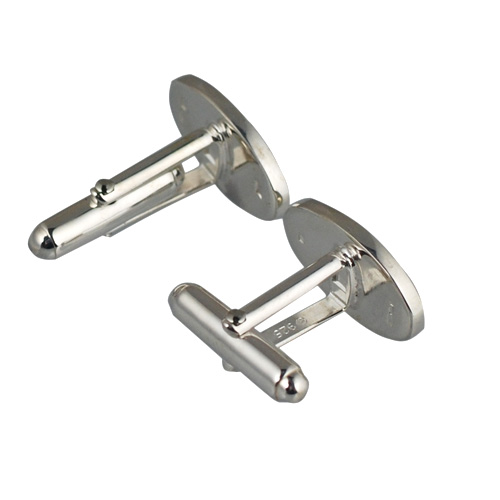 Silver 12x19mm plain oval swivel Cufflinks - Image 2