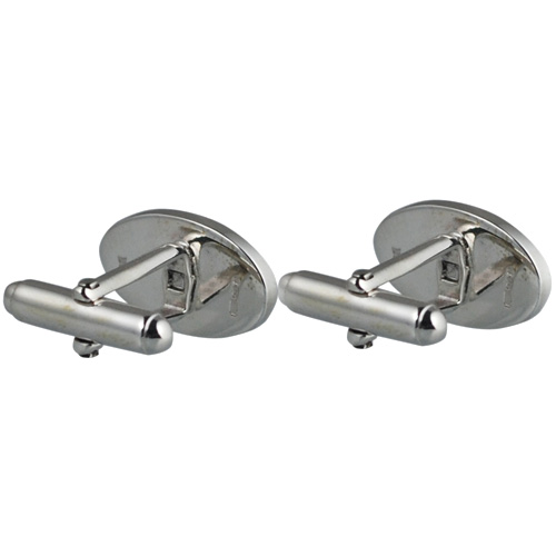 Silver 12x19mm plain oval swivel Cufflinks - Image 3