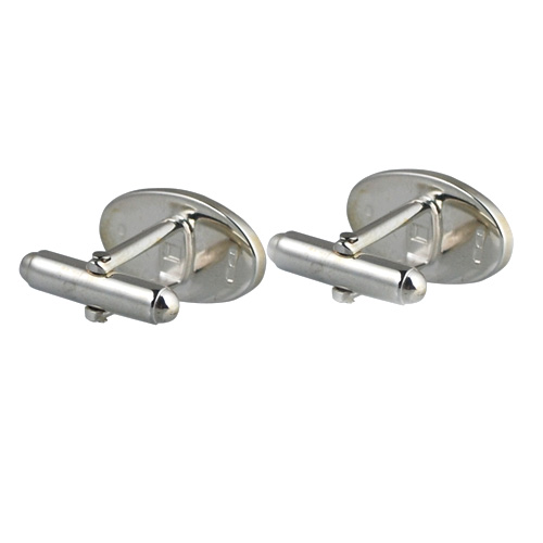 Silver 12x19mm line border oval swivel Cufflinks - Image 3