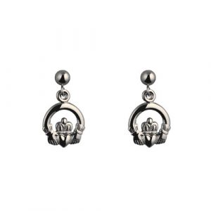 Silver 9mm dropper Claddagh Earrings