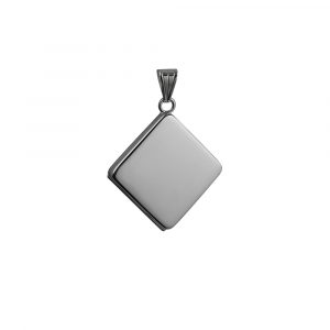 Silver 22mm plain flat diamond shaped Locket