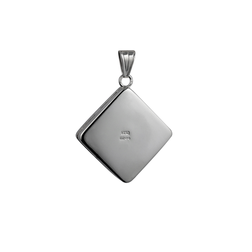 Silver 22mm celtic hand engraved flat diamond shape Locket - Image 3