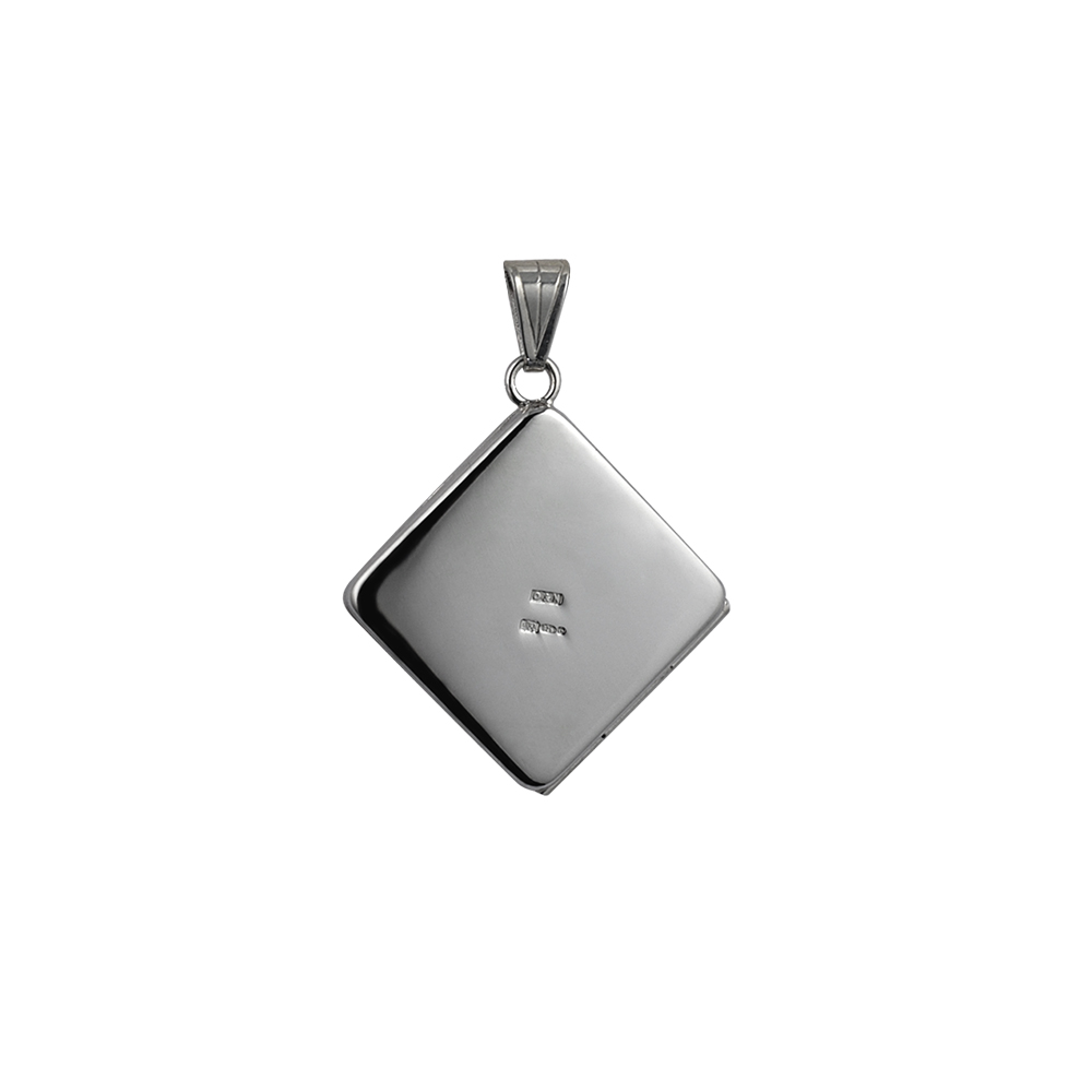 Silver 22mm hand engraved flat diamond shape Locket - Image 3