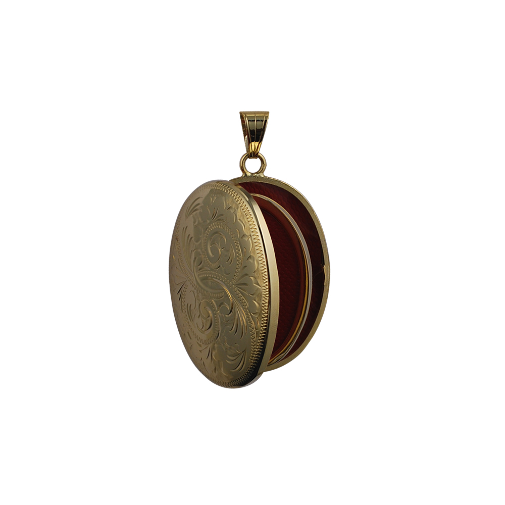 9ct Gold 35x26mm hand engraved oval family Locket - Image 2
