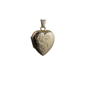 9ct Gold 21x19mm hand engraved heart Locket
