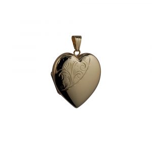 9ct Gold 30x28mm half hand engraved heart Locket