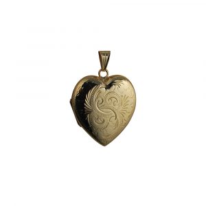 9ct Gold 30x28mm hand engraved heart Locket