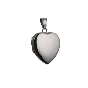 9ct White Gold 24x20mm plain heart Locket