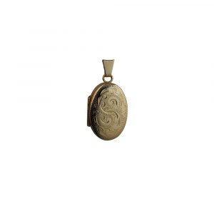 9ct Gold 22x15mm hand engraved Mirraculous medal oval Locket