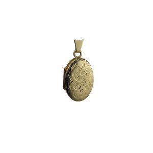 9ct Gold 22x15mm oval hand engraved Locket