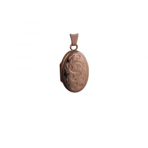 9ct Rose Gold 22x15mm hand engraved oval Locket