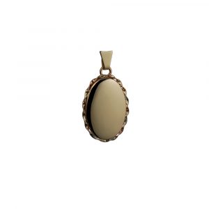 9ct Gold 23x16mm oval plain twisted wire edge Locket
