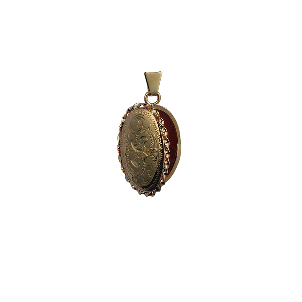 9ct Gold 23x16mm hand engraved twisted wire edge oval Locket - Image 2