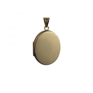 9ct Gold 30x24mm flat oval plain Locket