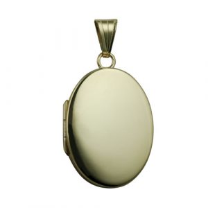 9ct Gold 26x19mm plain flat oval Locket